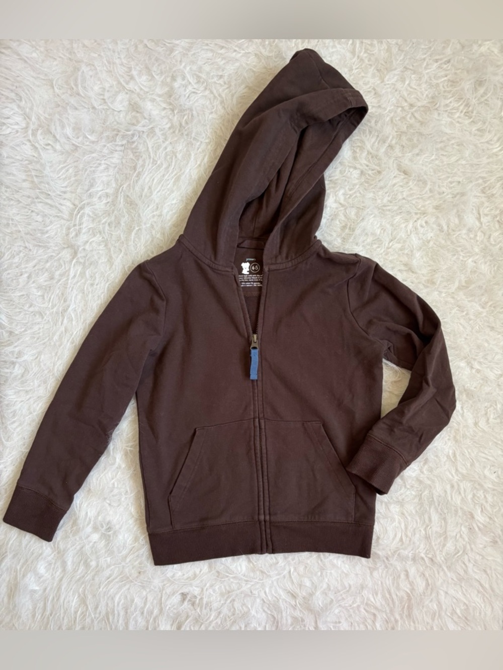 Primary Chocolate Brown Kids Zip Hoodie Sweatshirt with Pockets